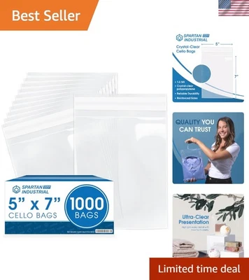 Clear Resealable Plastic Bags 5x7 Inches 1000 Count Packaging for Crafts - Image 1 of 4