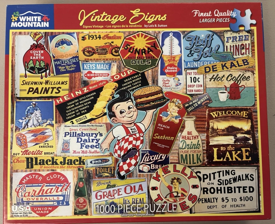Rompecabezas White Mountain vintage signos 1000 piezas #1189 Foto 1 de 1