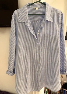 H&M Blue White Striped Oversized Linen & cotton suits size 18 - Image 1 of 4