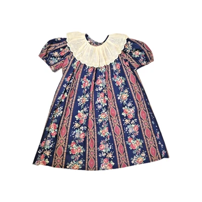 Vintage Judy Lynn Floral Chintz Dress with Lace Collar Made in USA Cotton Size 4 - Image 1 of 4