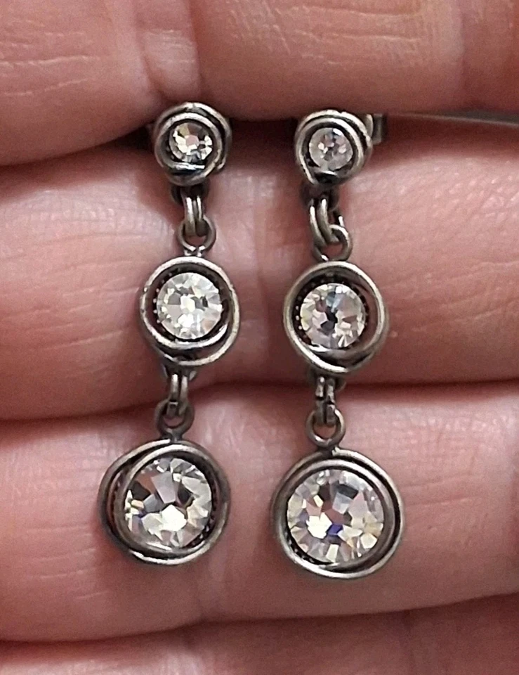 Brincos pendurados de cristal em camadas de prata Konplott, design graduado, feitos à mão - Imagem 1 de 4