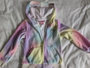 Juicy Couture Hoodie Kids Size 4 Full Zip Sweatshirt Pastel Rainbow Tie Dye - Picture 1 of 6