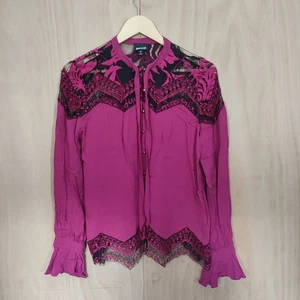 Blusa Just Cavalli Detalle Encaje Rosa Brillante Talla 42 Ligera - Imagen 1 de 18