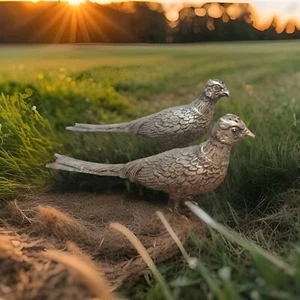 E&J.B. Antike Fasan Salz & Pfefferstreuer mit Edelsteinen in den Augen Vintage - Bild 1 von 6