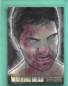 Walking Dead Season 3 Sketch Card Mikey Babinski Full Color Zombie 1/1 - Picture 1 of 2