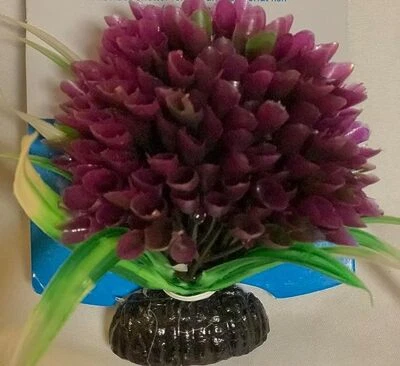 Top FIN 4" Mini Purple Flower Fish Aquarium Plant NEW  - Image 1 of 2