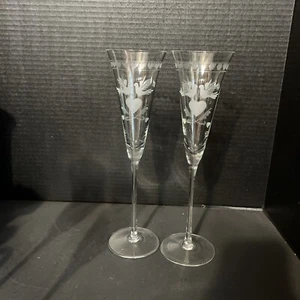 2 Forever Colony Wedding Toasting flute, champagne Blown glasses 11 1/4” - Picture 1 of 6