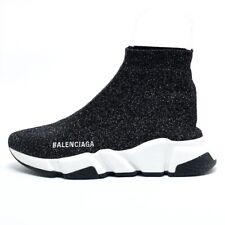 Auth BALENCIAGA Speed Trainer Black Chemical Fiber Women's Sneakers US#7
