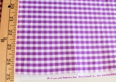 PURPLE  & WHITE GINGHAM CHECKS  1/4" WIDE COTTON  BLEND  FABRIC  29X43 + INCHES - Image 1 of 2
