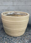 Concrete Plant Pot Rustic Vintage Half Barrel Shape Garden Heavy H 31xx41cm Urn