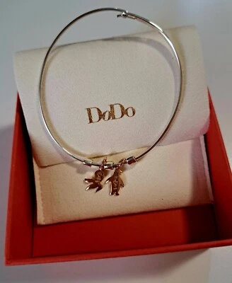 bracciale argento dodo pomellato charm oro rosa - Immagine 1 di 4