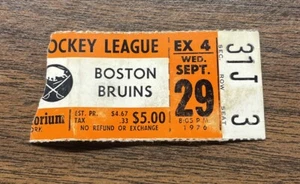 RARE 1976 Buffalo Sabres PRESEASON Ticket Stub vs Boston Bruins MEMORIAL AUD - Picture 1 of 2