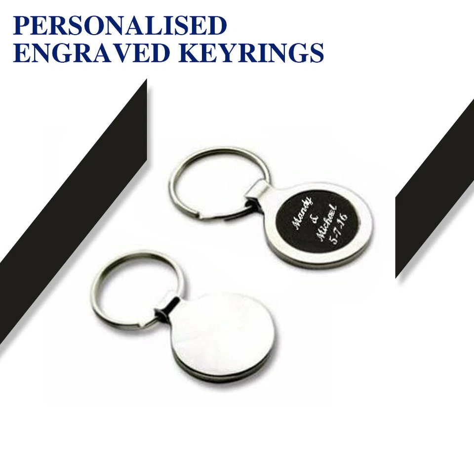 25 Personalised Engraved High Quality Metal Custom Text Key Rings with Giftbox - image 1 of 1