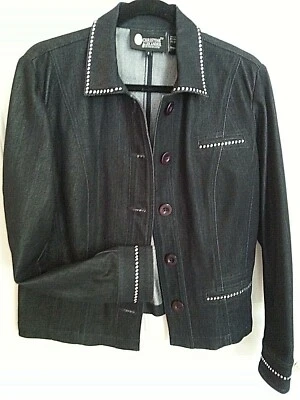 Chaqueta vaquera negra pequeña Christine Alexander para mujer cristales de Swarovski Foto 1 de 4