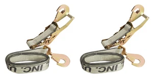 2" x 9' Ratchet Strap with Twisted Flat Snap Hooks Tie Down Cargo Control 2 Pack - Picture 1 of 2