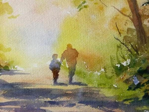 Country Lane, Essex. Original framed watercolour by Essex artist Colin Steed. - Picture 1 of 6