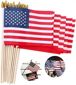Kleine amerikanische Flaggen am Stick 5 x 8 Zoll/12er Pack - Mini amerikanische Flaggen/Handheld A - Bild 1 von 3