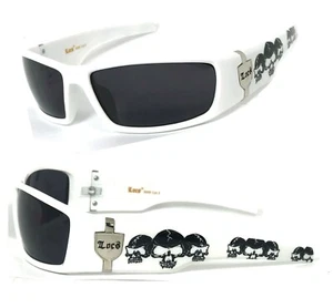 Locs Men Cholo Biker Gangster Gafas de sol Marco blanco Lente de humo UV400 - Imagen 1 de 5