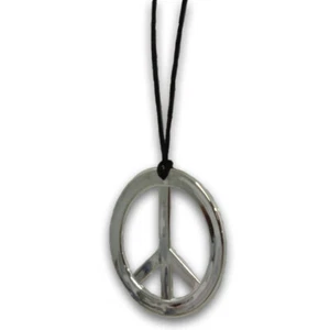 Peace Sign Pendant Necklace 70's Hippie Costume - Picture 1 of 3