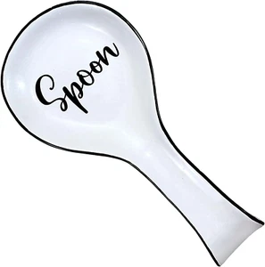 Spoon Rest for Kitchen Counter & Stove Top - White Ceramic Spoon Holder for Cook - Picture 1 of 12