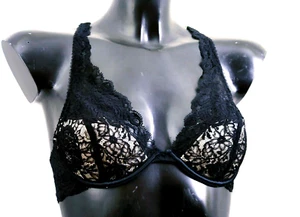 Stella Mccartney Woman Black Nude Lace Bra X Back New Tag 2 Cup Beige Push Up - Picture 1 of 10