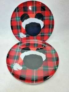 (2) Mickey Mouse Christmas Santa Hat DINNER plates Disney St Nicholas Square - Picture 1 of 2