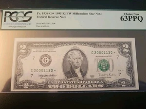 1995 Star FRN  $2 Dollars Millennium. 1936-G* PCGS 63 PPQ CHOICE NEW - Picture 1 of 2