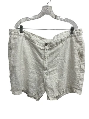 Pantalones Cortos Chinos Tasso Elba Lino Blanco Talla 44 Bolsillos Frontales Planos Costeros Minimalistas Foto 1 de 4