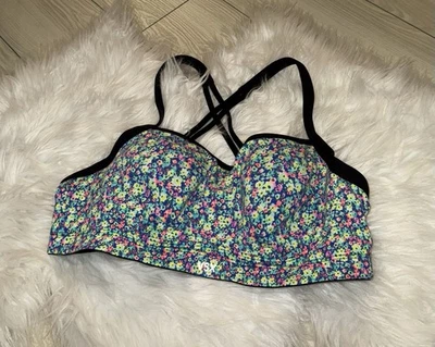 Victorias Secret VSX Sport Sports Bra UW Strappy Crossback Floral Womens 36C - Image 1 of 4