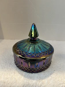 Fenton Carnival Glass Candy Dish W/Lid 6” Diameter Vintage - Picture 1 of 2