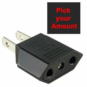 US-Stecker auf EU 2 runde Pin Buchse Eingang AC 0 V ~ 250 V 5 A Netzstecker [Menge auswählen] - Bild 1 von 4