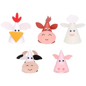 5 Stück Kindergeburtstagsparty-Hüte Sternzeichen Ochse Kegelhüte Bauernhof9444 - Bild 1 von 8