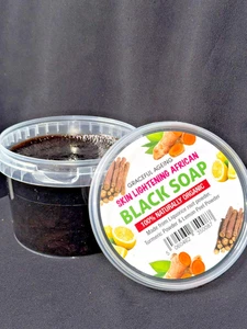 Authentic African Black Soap 500g Organic | Skin Care | Lemon & Liquorice Root - Picture 1 of 5