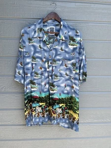 Vtg Ocean Current Hawaiian Shirt Mens XL 1930’s Beach Steam Punk Button Up Camp - Picture 1 of 10
