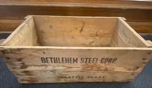 Scatola cassa in legno per piante di Seattle Bethlehem Steel Corporation vintage - Foto 1 di 6