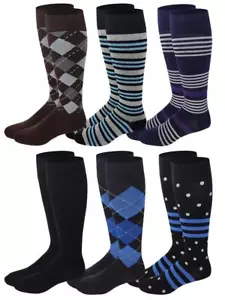 6 pairs Graduated Mild (8-15 mm Hg) Compression Knee High Socks - Picture 1 of 1