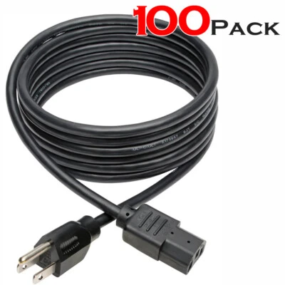 AC Power Cord Cable 3 Prong Plug 5FT Standard PC Computer Monitor printer lot - Image 1 of 4