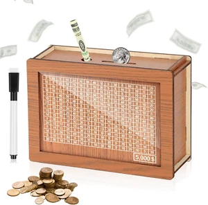 Cash Vault Wooden Savings Box, 2024 New Wooden Cash Saver Money Box, Cash Saver - Picture 1 of 7