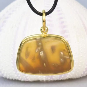 Colgante Tubo Ágata Multicolor Cabujón Y Oro Vermeil Plata De Ley 9.85 g - Imagen 1 de 12