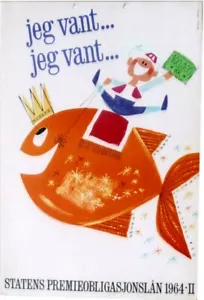 Original vintage poster NORWAY LOTTERY WINN HAPPY AS FISH 1964 - Picture 1 of 1