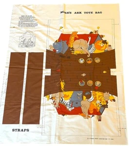 Vintage Cranston Fabric Noah's Ark Panel Sewing Animals Cut & Sew Book bag Tote - Picture 1 of 3