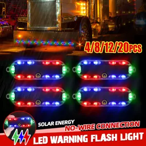 Solar LED Strobe Light RGB Car Truck Beacon Flash Warning Hazard Emergency Lamp - Picture 1 of 12