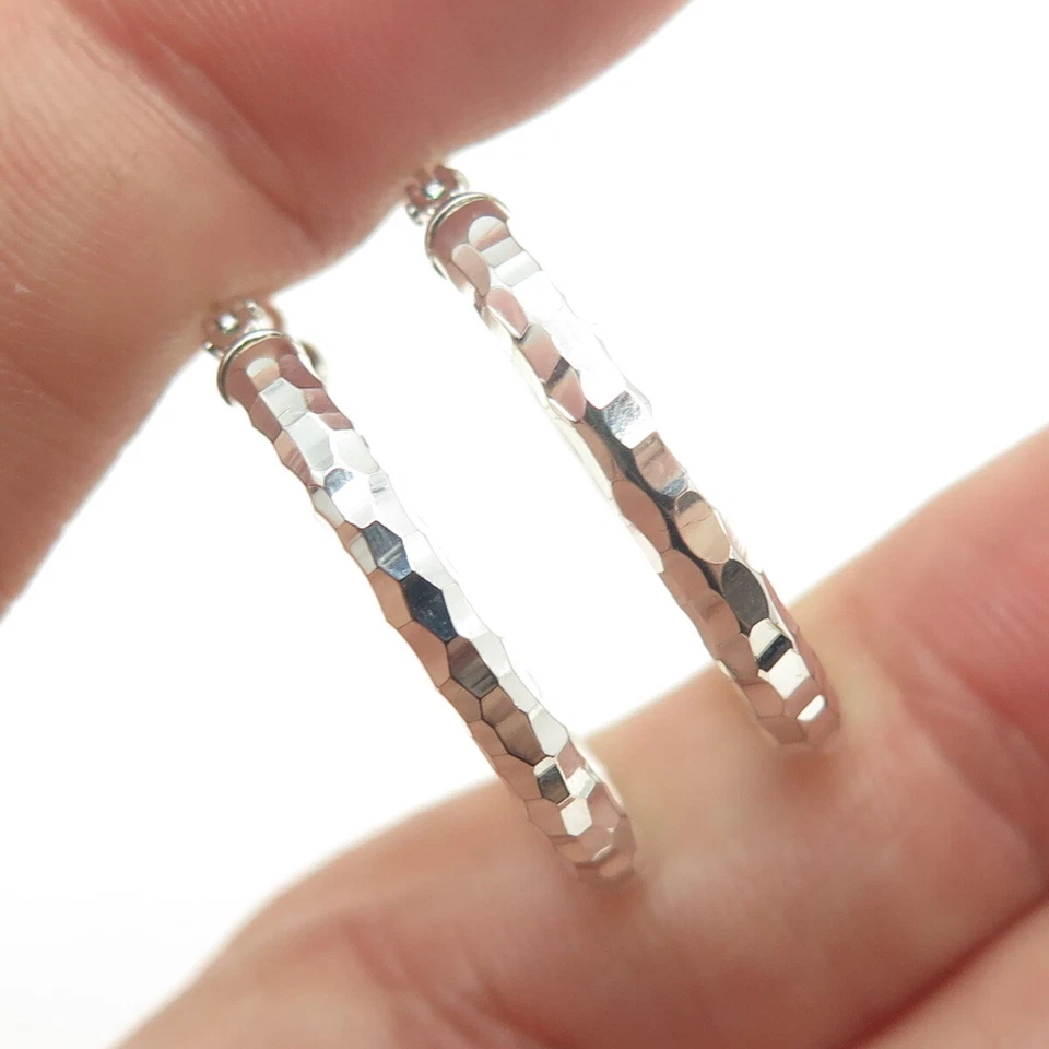 JOM JUST ONE MORE 925 Sterling Silver Diamond-Cut Hoop Earrings - Image 1 of 4