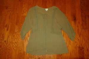 1X H.I.P. OFICINA CASUAL Top BLUSA MANGA LARGA 3/4 PRECIOSO CAQUI NEGOCIOS NUEVO - Imagen 1 de 4