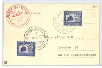 GERMANY GRAF ZEPPELIN Air Mail Card *FAHRT IN DAS SUDETENLAND* Breslau 1938 LZ45 - Image 1 of 4