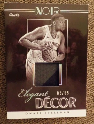 2018-19 Noir Elegant Decor Memorabilia JERSEY Relic OMARI SPELLMAN /65 RC HAWKS - Image 1 of 2