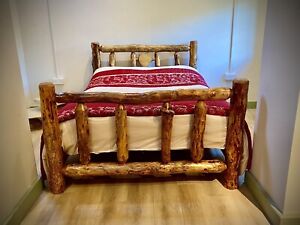 Stunning Rustic Hand Made Wood Bed for Glamping / Bell Tent / Log Cabin