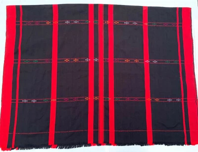 Embroidered Tribal Assam handwoven Throw Shawl India 42" x 60"  - Image 1 of 3