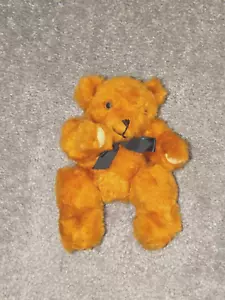 Peluche Vintage Imbottito Snodato 8" Orso Colore Giallo Dorato Occhi di Vetro - Foto 1 di 7