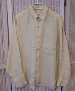 Camisa DKNY PURE Para Hombres Verde Manga Larga Abotonada Lino Talla L - Imagen 1 de 3
